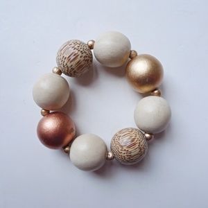 chunky wood bead elastic statement bracelet